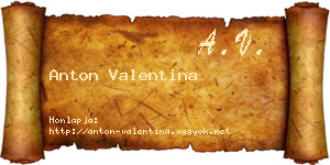 Anton Valentina névjegykártya